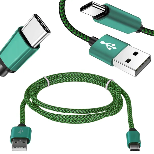 Kabel USB USB-C szybkie ładowanie QC przewód quick charge MOCNY oplot 1m