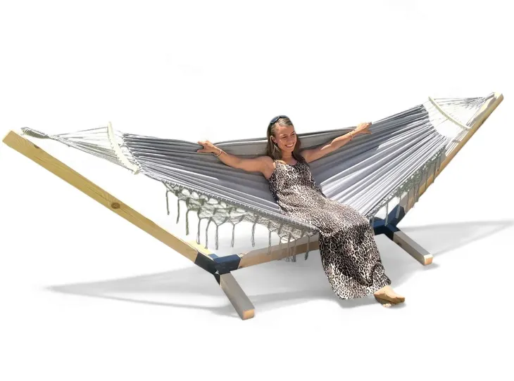 ZESTAW STELAŻ + HAMAK 2 OS BOHO SZARY komplet przenośny COMFORT ZONE 200 KG