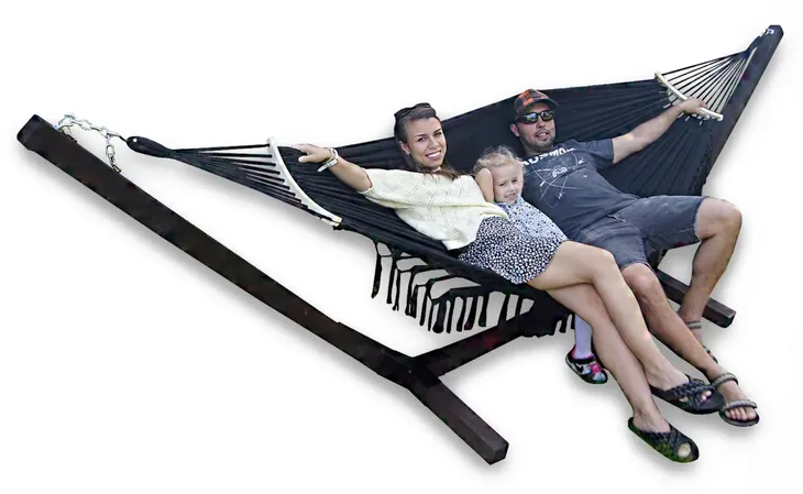 ZESTAW STELAŻ + HAMAK 2 OS BOHO CZARNY komplet przenośny COMFORT ZONE 200KG