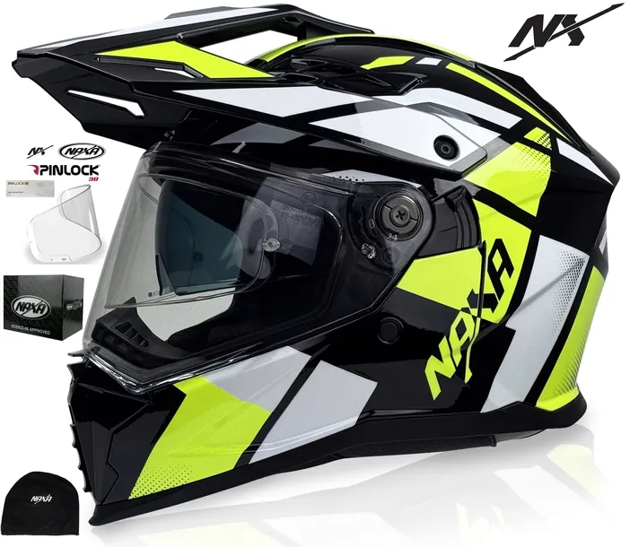 NAXA KASK MOTOCYKLOWY CO4/E + PINLOCK ENDURO OFF ROAD QUAD r.M UCHWYT U2