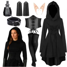 stroj-gotki-gotycka-dama-czarna-sukienka-elf-halloween-karnawal-zestaw-7el