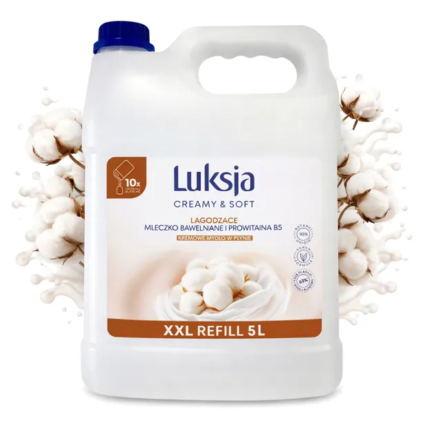 LUKSJA MYDŁO W PŁYNIE DO MYCIA RĄK KREMOWE UZUPEŁNIENIE XXL ZAPAS 5 L