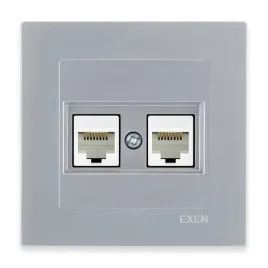 exen-gniazdo-komputerowe-podwojne-rj45-kat-6-srebrne-ramka-srebrna