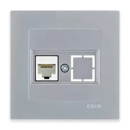 exen-gniazdo-komputerowe-pojedyncze-rj45-kat-6-srebrne-ramka-srebrna