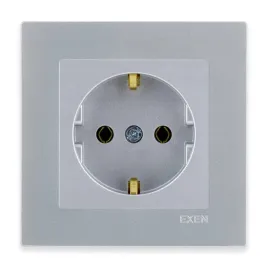 exen-gniazdo-pojedyncze-schuko-z-uziemieniem-2p-e-srebrne-ramka-srebrna