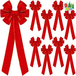 duze-kokardy-ozdobne-czerwone-9x-aksamitne-dekoracje-na-drzwi-choinke-78cm