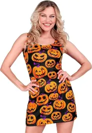 przebranie-stroj-halloween-sukienka-dynie-impreza-swiatlo-uv-retro-70-80