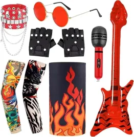 stroj-akcesoria-rockman-lata-70-80-bandana-tatuaze-retro-punk-przebranie
