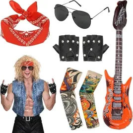 stroj-kostium-rockman-lata-70-80-gitara-komplet-przebranie-tatuaze-retro