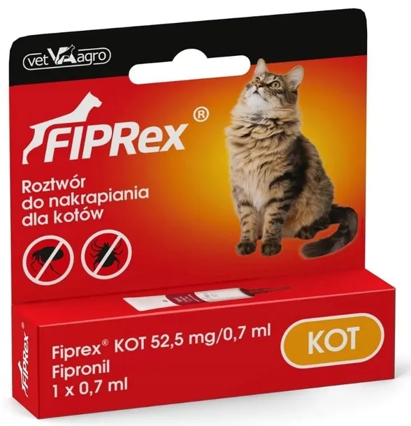FIPREX KOT Krople na Pchły i Kleszcze 1 Pipeta 0,7 ml