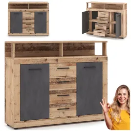 komoda-z-szufladami-do-salonu-przedpokoju-dab-grafit-blago-120-cm