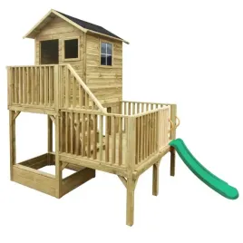 drewniany-domek-ogrodowy-hubert-z-krotkim-slizgiem-ciemnozielonym-i-tarasem