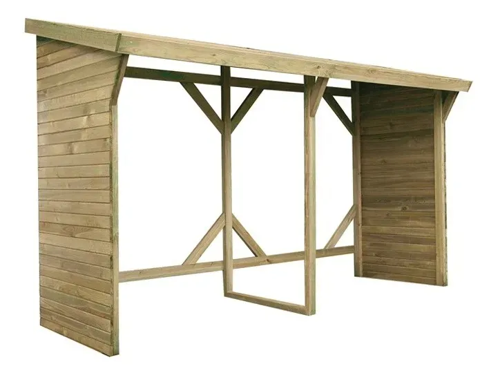 Drewniana Drewutnia Wiata na Drewno Kominkowe 278x90x184 cm 4,63m3 Schowek