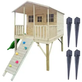 domek-drewniany-dla-dzieci-gucio-slizg-ciemnozielony-i-scianka-kotwy