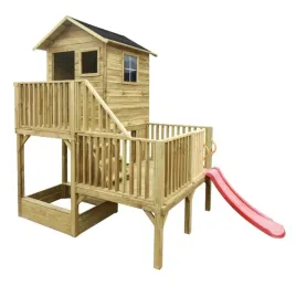 drewniany-domek-ogrodowy-hubert-z-krotkim-slizgiem-czerwonym-i-piaskownica