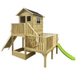 domek-z-drewna-dla-dzieci-do-ogrodu-hubert-ze-scianka-i-zjezdzalnia