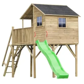 drewniany-domek-dla-dzieci-jerzyk-max-ogrodowy-ze-slizgiem-3m-jasnozielonym