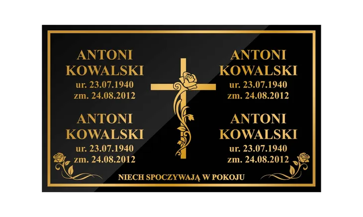 Tablica nagrobna tabliczka nagrobkowa krzyż na nagrobek, grób. Czarna 50x30