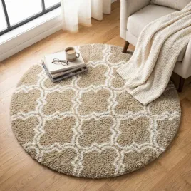 dywan-shaggy-decor-140-cm-khaki-miekki-antyposlizgowy