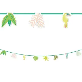 baner-papierowy-hawaje-tukan-liscie-impreza