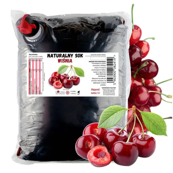 SOK Z WIŚNI WIŚNIOWY TŁOCZONY 100% NFC 5L ŚWIEŻY