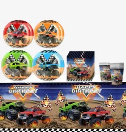 oro-party-zestaw-dekoracji-na-stol-monster-trucks-talerzyki-kubki-serwetki