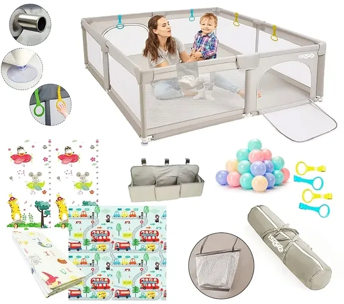 KOJEC DLA DZIECI ISERE PREMIUM 150x180 MATA PIANKOWA KULKI ORGANIZER GĄBKI