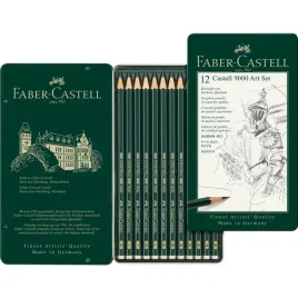 faber-castell-olowek-9000-art-8b-2h-12-szt-metalowe-opakowanie