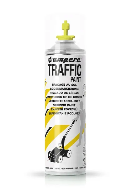 Farba drogowa AMPERE TRAFFIC spray do malowania jezdni, linii, pasów ŻÓŁTY