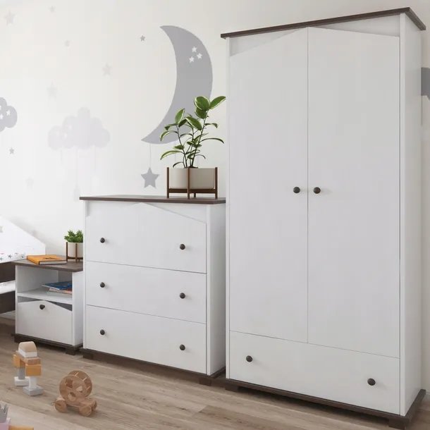 Szafa dwudrzwiowa DOMEK z szufladą : 7 dostępnych kolorów
