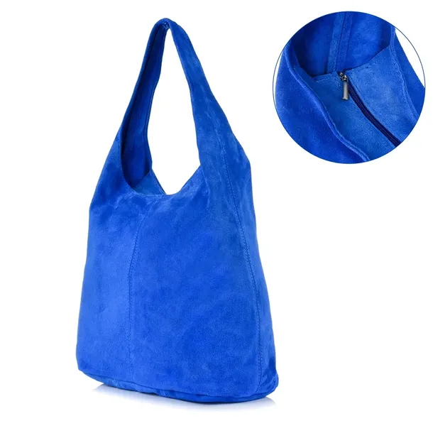Torebka damska skórzana zamszowa pojemna shopper A4 klasyczna skóra włoska