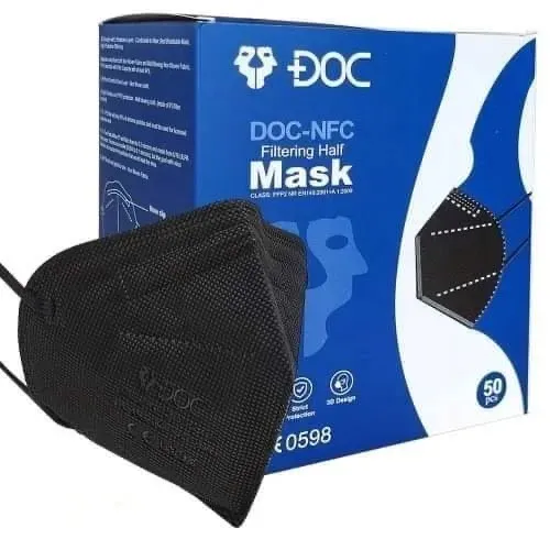 MASKA FFP2 5-WARSTWOWA CZARNA DOC 50 SZT
