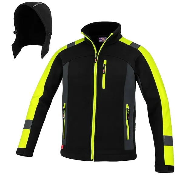 KURTKA ROBOCZA softshell roboczy ODBLASKOWA ostrzegawcza z kapturem