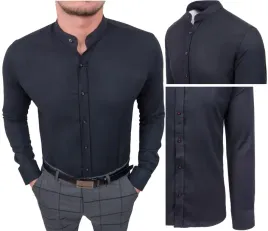 koszula-meska-czarna-stojka-struktura-r-3xl