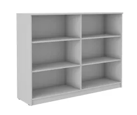 regal-na-ksiazki-szary-z-polkami-160-cm-otwarta-komoda-do-salonu-biura