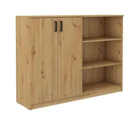 komoda-z-drzwiami-i-polkami-do-salonu-biura-160-cm-dab-artisan-uchylna