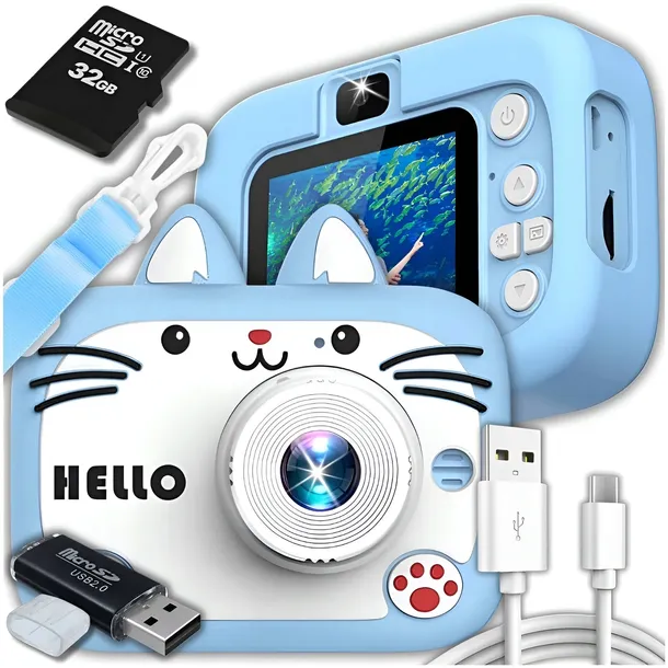 APARAT CYFROWY FOTOGRAFICZNY DLA DZIECI KAMERA ZABAWKA GRY 40Mpx+KARTA 32GB