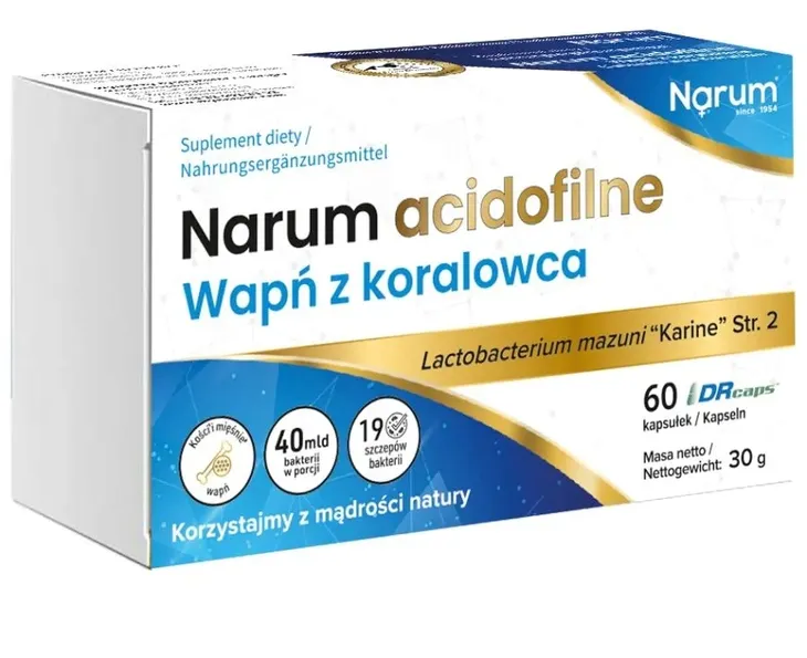 Narum acidofilne Wapń z koralowca | 60 kapsułek | Probiotyk | Karine