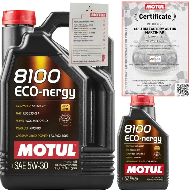 MOTUL 8100 ECO-NERGY 5W30 A5/B5 7L RN0700 FORD WSS-M2C913-D + ZAWIESZKA