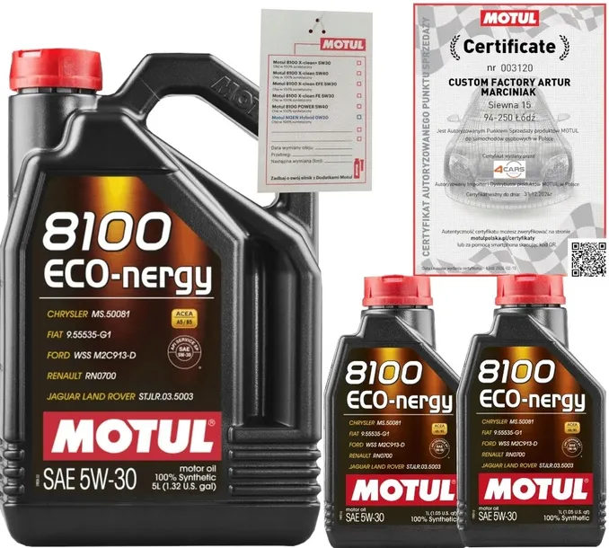 MOTUL 8100 ECO-NERGY 5W30 A5/B5 7L RN0700 FORD WSS-M2C913-D + ZAWIESZKA