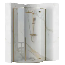 kabina-prysznicowa-diamond-100x100-zlota-rama-gold-pieciokatna-rea