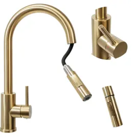 bateria-kuchenna-fresh-zlota-szczotkowana-z-wysoka-wysuwana-wylewka