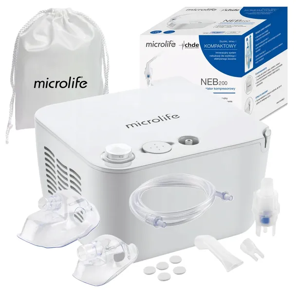MICROLIFE INHALATOR NEBULIZATOR TŁOKOWY NEB 200 DLA DZIECI I DOROSŁYCH+ETUI