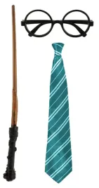 rozdzka-44cm-krawat-zielony-w-paski-okulary-stroj-czarodziej-magik