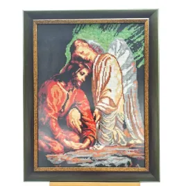 haftowany-obraz-jezus-z-aniolem-rekodzielo-46x36-cm-w-ramie