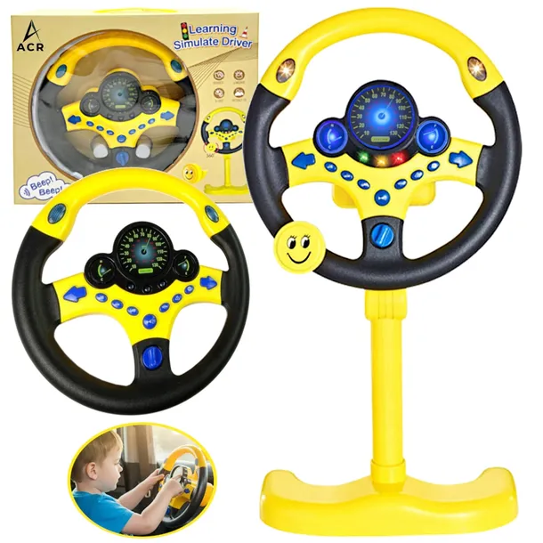 INTERAKTYWNA KIEROWNICA DLA DZIECI SYMULATOR JAZDY SAMOCHÓD AUTO KLAKSON