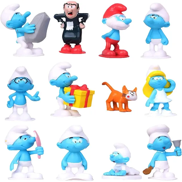 FIGURKI SMERFY PAPA SMERF GARGAMEL SMERFETKA ZABAWKA ZESTAW FIGUREK 12 szt