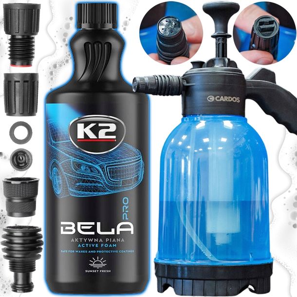 PIANOWNICA RĘCZNA 2L K2 BELA PRO 1000ML AKTYWNA PIANA DO MYCIA SAMOCHODU 1L