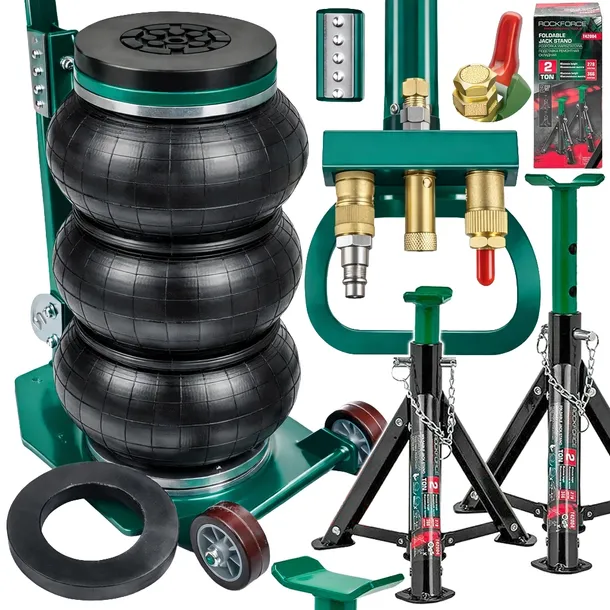 PODNOŚNIK PNEUMATYCZNY BAŁWANEK ŻABA 3.5T 15-40cm + KOBYŁKI PODSTAWKI 2szt