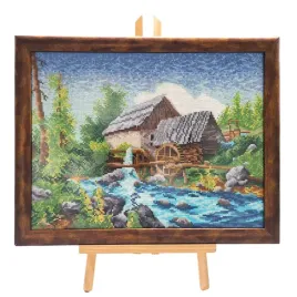 recznie-haftowany-obraz-z-motywem-krajobrazu-mlyn-nad-rzeka-36x46-cm
